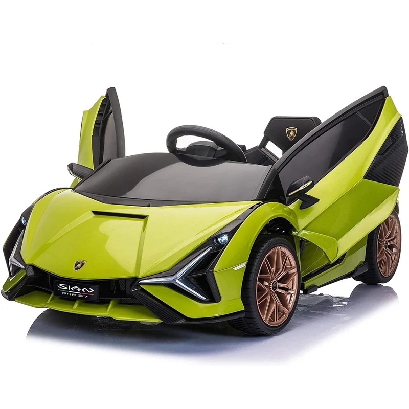 LISUEYNE Kids Ride on Car, 12V Lamborghini Sian Electric Car for Boys Girls, Remote Control, Green
