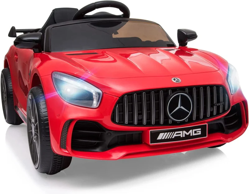 Track 7 Ride on Car with Remote Control, 12V Licensed Benz Electric Car for Kids Age 3+, AUX/FM/USB, Kids Ride on Toy Car, Red