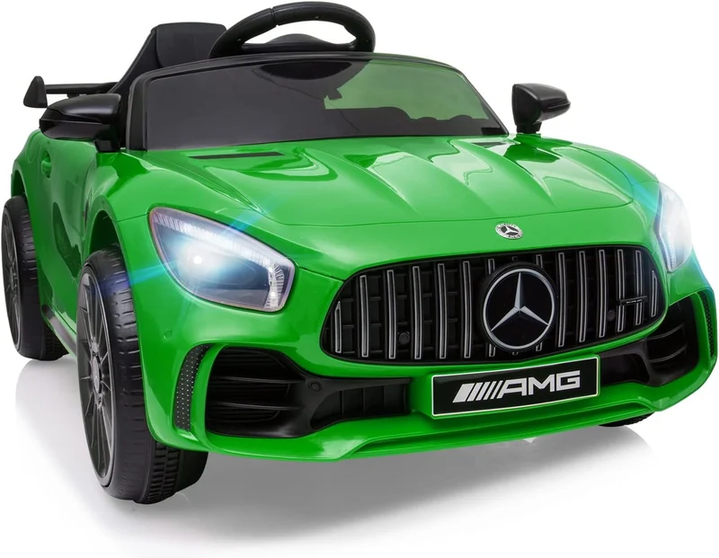 Track 7 Ride on Car with Remote Control, 12V Licensed Benz Electric Car for Kids Age 3+, AUX/FM/USB, Kids Ride on Toy Car, Green