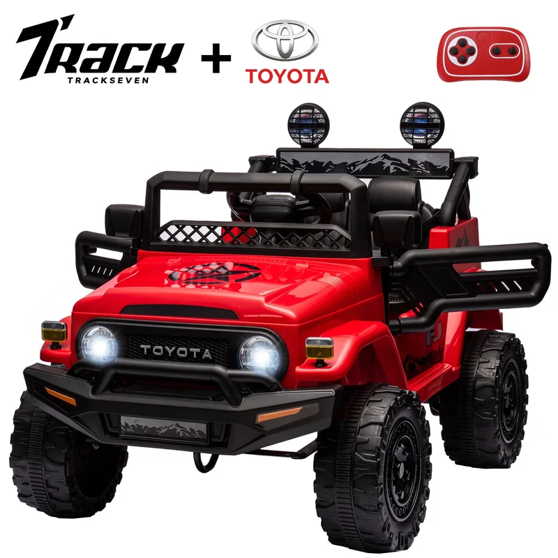 Track 7 Kids Ride on Truck, 12V Licensed Toyota FJ Cruiser Electric Car for Kids Age 3+, Ride on Car w/Remote Control, Power Display, Music, Red
