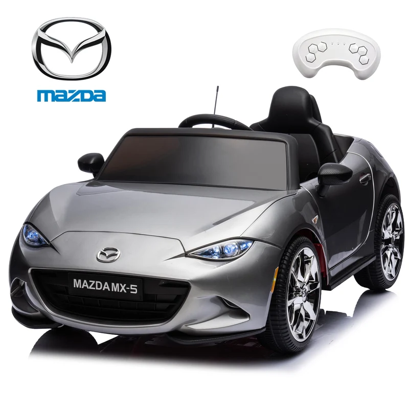 LISUEYNE 12V Kids Ride on Car w/Remote Control, Licensed MAZDA MX-5RF Electric Car for Boys Girls Age 3+, Rocking Car, Music, Grey
