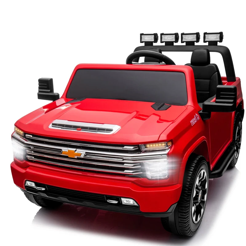 LISUEYNE 24 V Ride on Car, Licensed Silverado HD 2 Seater Electric Car for Boys Girls Age 3+, 24 V Ride on Truck with Remote Control, Music, ABC, Red