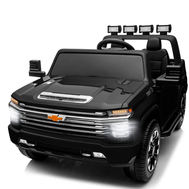 LISUEYNE 24 V Ride on Car, Licensed Silverado HD 2 Seater Electric Car for Boys Girls Age 3+, 24 V Ride on Truck with Remote Control, Music, ABC, Black