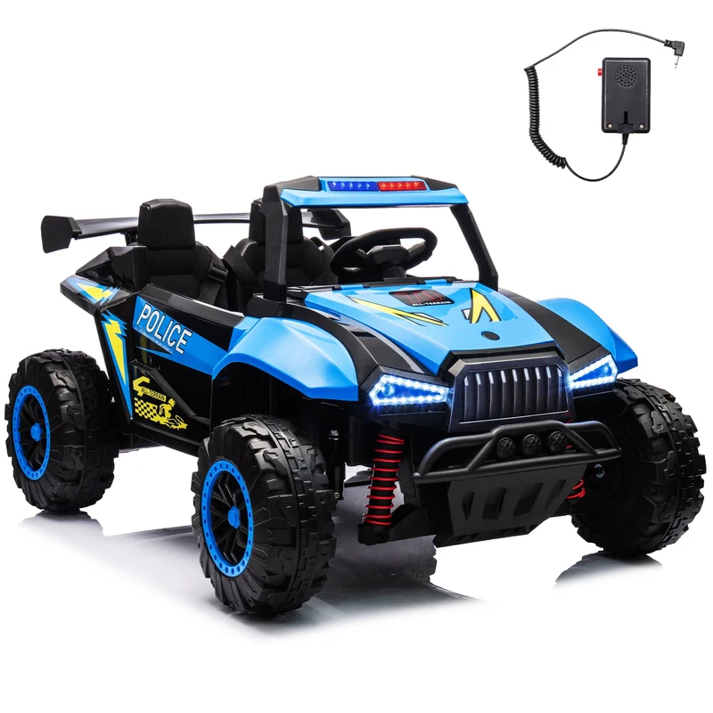 SUSIELADY 24V Kids Ride On Car, 2-Seater Ride On Car, 4-Wheel Suspension, with Megaphone, Walkie Talkie, Power Display, Bluetooth, Music, LED Lights, for Boys Girls Aged 3+