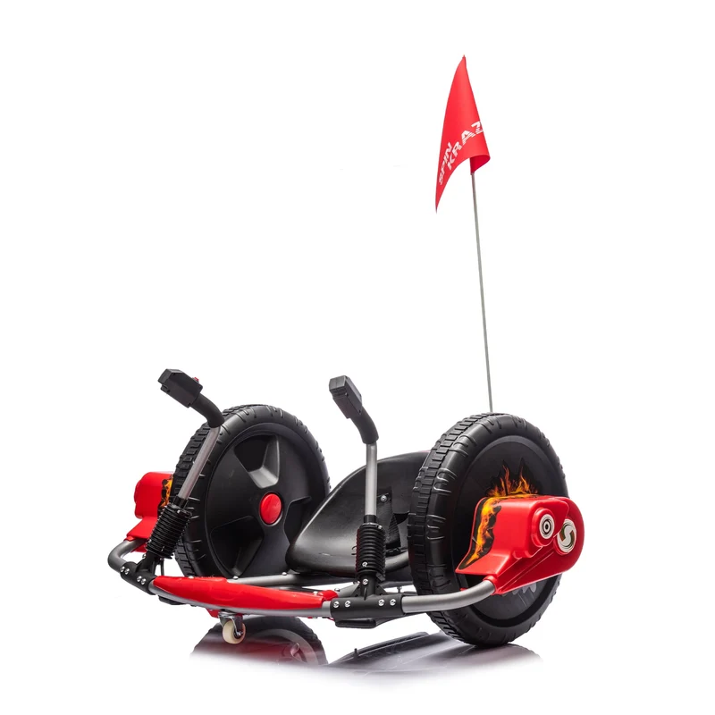 SUSIELADY 12V Kids Ride On Car, Kids Electric Go Kart, 16" Exaggerated Wheel, 360 Degree Steering Rotation, Dual Handle Control, DIY Stickers, for Kids Aged 6+