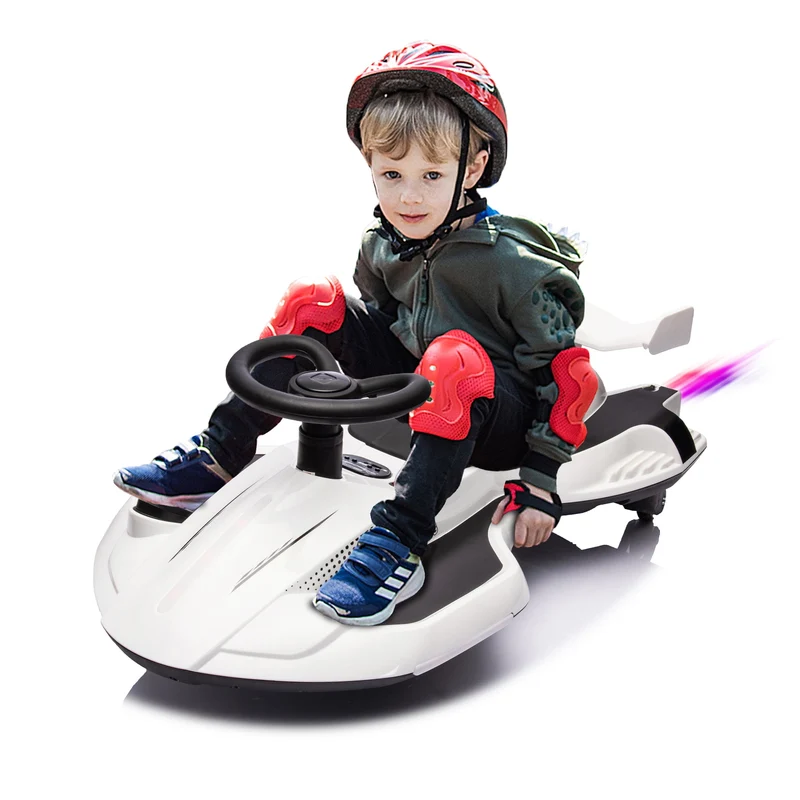 SUSIELADY 12V Kids Ride on Electric Scooter, Ride on 360°Drift Car with Spray Function, Cool Operation ,Front & Side Lights design, Bluetooth, Music