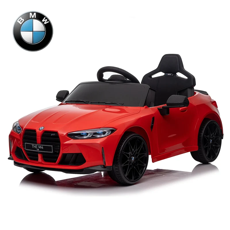 SUSIELADY 12V Kids Ride on car, Licensed BMW M4, with Handle with Wheels, Pull, Parent Remote Control, Power Display, USB, MP3, Bluetooth, LED Light