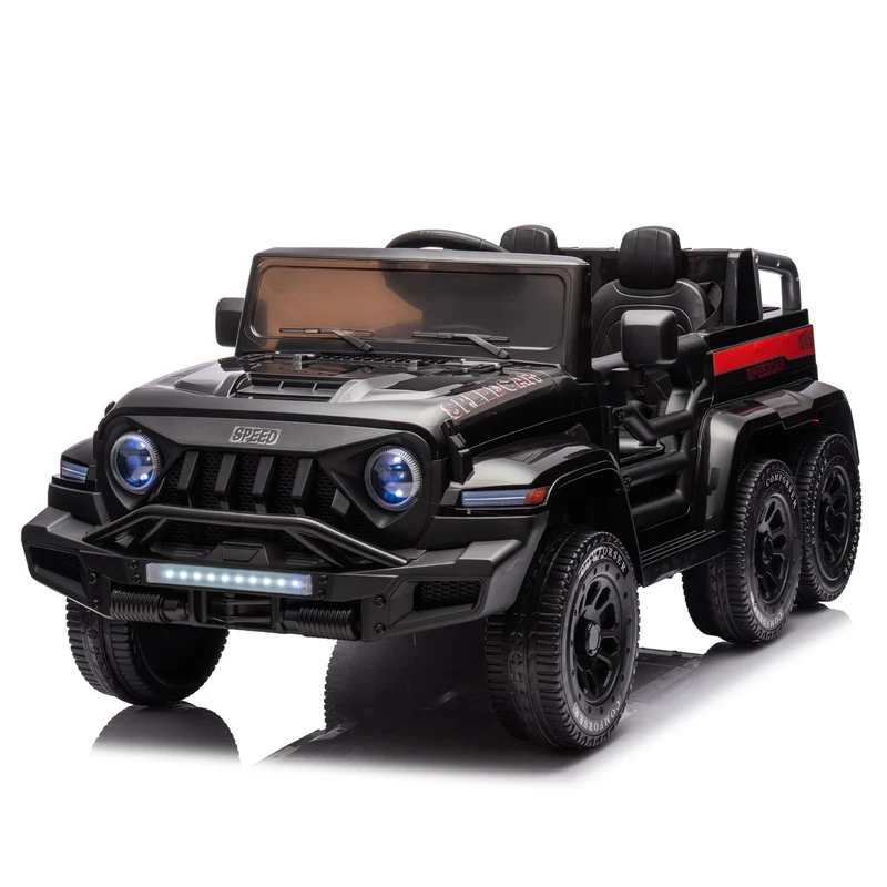 SUSIELADY 24V Ride on 4WD Electric Car, 6 Wheels Ride on Car with Remote Control, Music, Lights, Rocking Mode, Storage Box, for Kids Age 3+