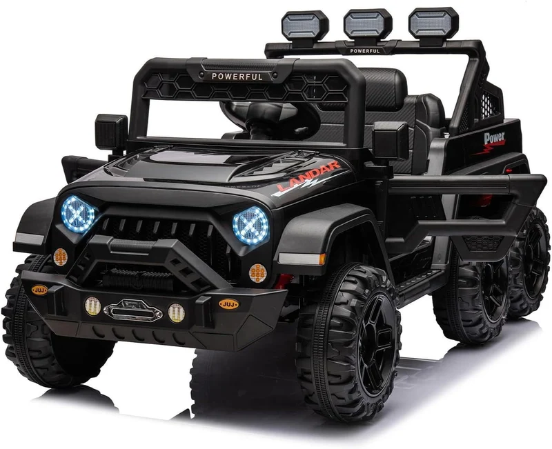 SUSIELADY 24V Ride On Pickup Truck for Kids, 6-Wheels, 4WD Ride on car, with Remote Control, Bluetooth, Rear Storage Box, LED Lights