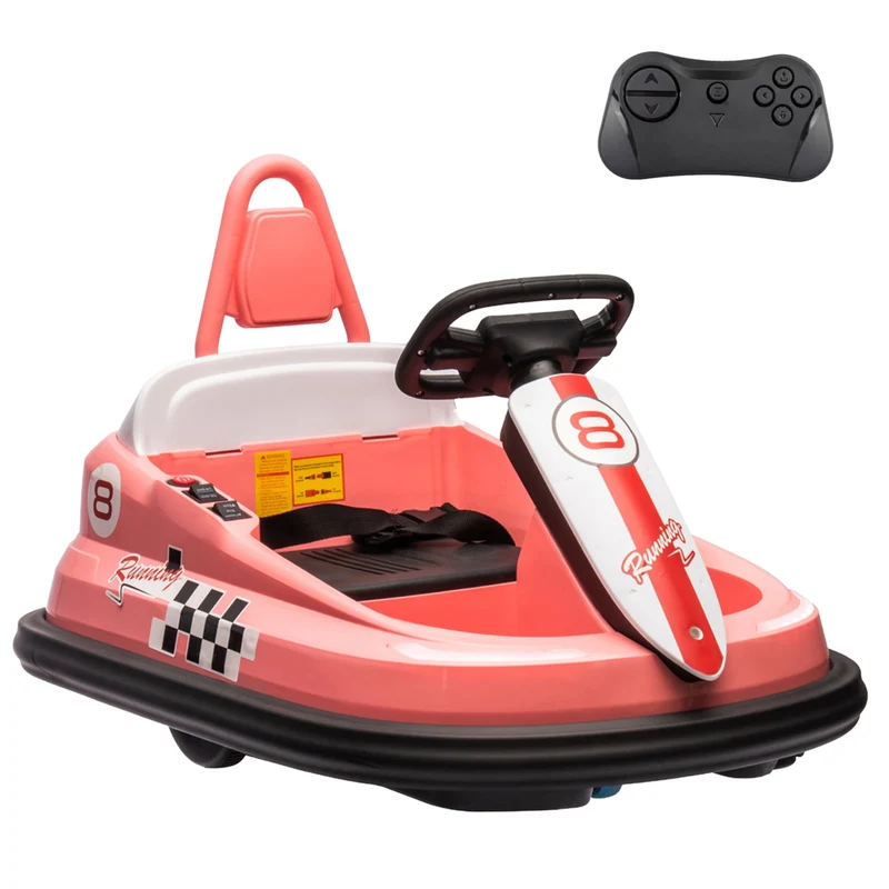 SUSIELADY 6V Kids Ride On Bumper Car, with Parent Remote Control, Vehicle Body with Anti-Collision Padding, 2 Driving Modes for Kids with 3 Speed Adjustable, LED Lights, Horn, Bluetooth