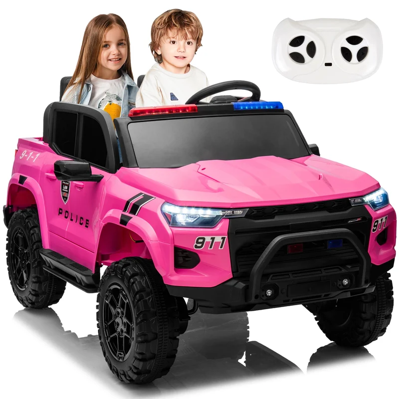 SUSIELADY 24V Kids Ride on Police Car, 2-Seater Kids Ride on Pickup, 4WD 800W Motors, with Remote Control, Bluetooth, LED Lights, Spring Suspension, for Kids Aged 3+