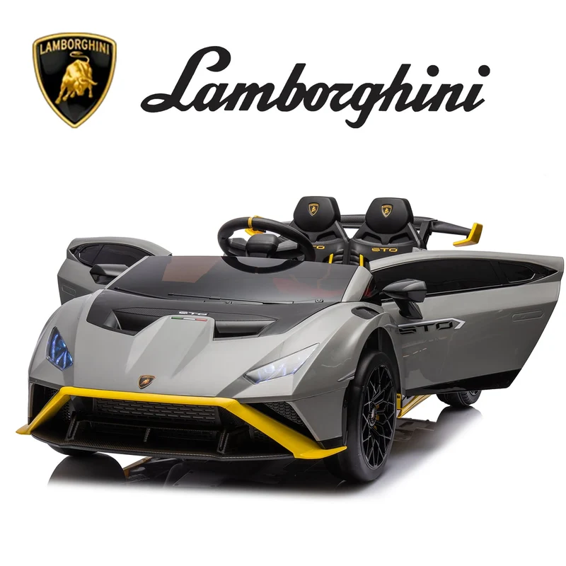 SUSIELADY 24V Kids Ride on Car, 2-Seater Licensed Lamborghini STO Drift Car, with Remote Control, Music, 360° Spin, Max Speed 6mph, for Kids Aged 3+