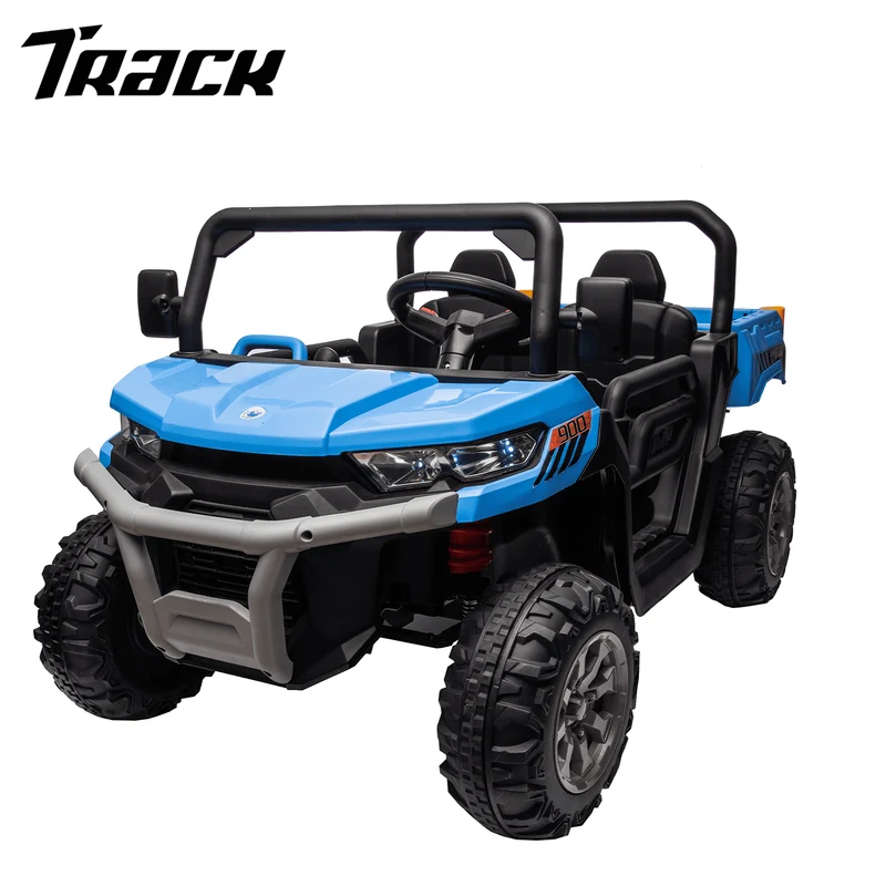 Track 7 24V Ride On Truck 2 Seater Ride On UTV with 2x200W Motor Ride On Dump Truck with Dump Bed/Shovel Ride On Car with Remote Control Electric Vehicle with Non-slip tyre for Boys Girls, Blue