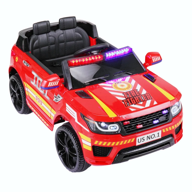 Track 7 12V Kid Ride on Police Car with Parental Remote Control, Battery Powered Electric Truck with Siren, Flashing Lights, Music, Spring Suspension, Red