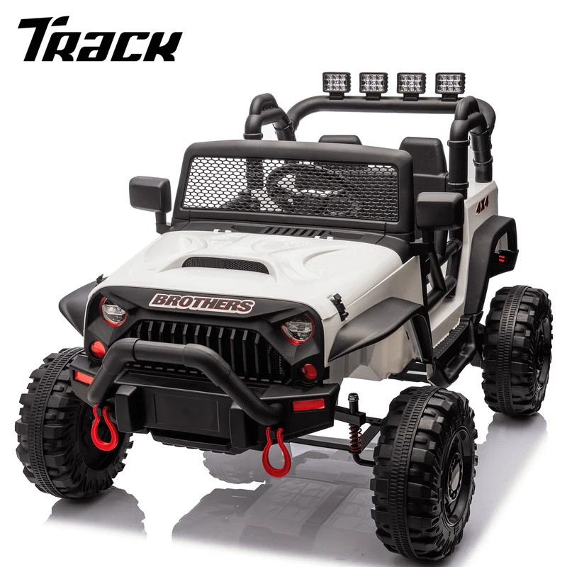 Track Seven 24V 400W Kids Electric Ride-On Car with Parental Control, Bluetooth, MP3, USB, LED Lights, 4-Wheel Suspension, Ages 3+, Pink