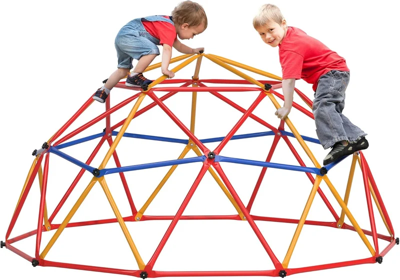 Track Seven Climbing Dome for Kids, Universal Exercise Dome Climber, Dome Climber for Kids Outdoor, Supporting 439lbs Play Center Outdoor Playground For Fun, Red and Yellow and Blue