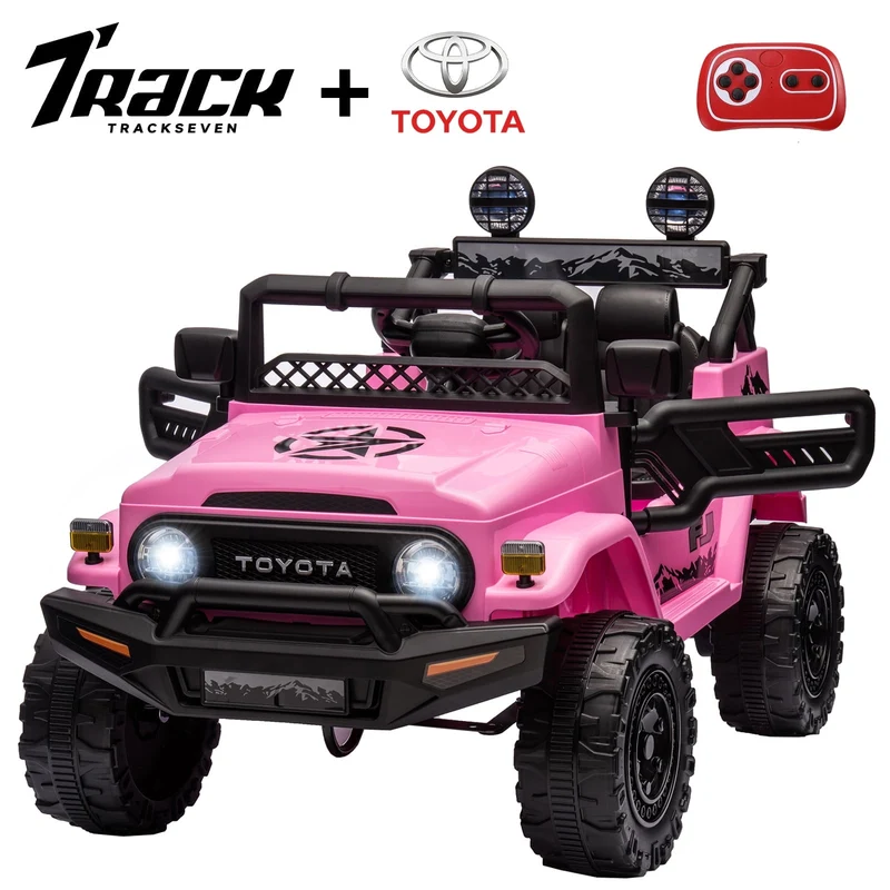 Track 7 Kids Ride on Truck, 12V Licensed Toyota FJ Cruiser Electric Car for Kids Age 3+, Ride on Car w/Remote Control, Power Display, Music, Pink