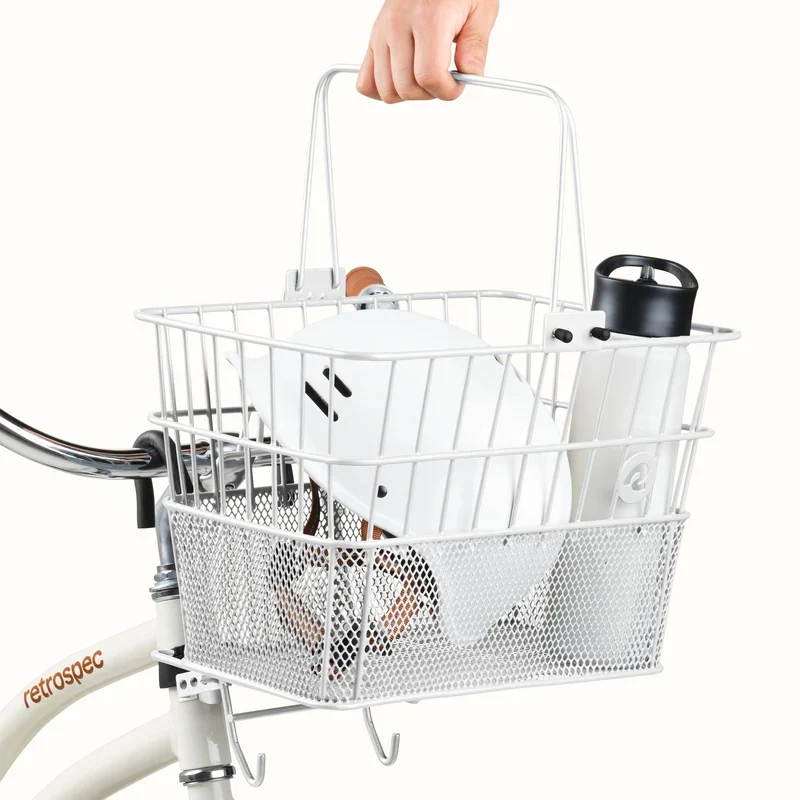 eBike Basket - Retrospec Apollo Steel Bike Basket - White