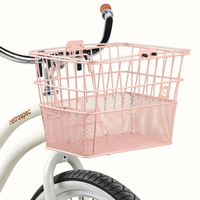 eBike Basket - Retrospec Apollo Steel Bike Basket - Blush