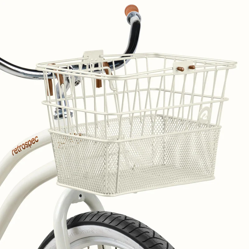 eBike Basket - Retrospec Apollo Steel Bike Basket - Eggshell