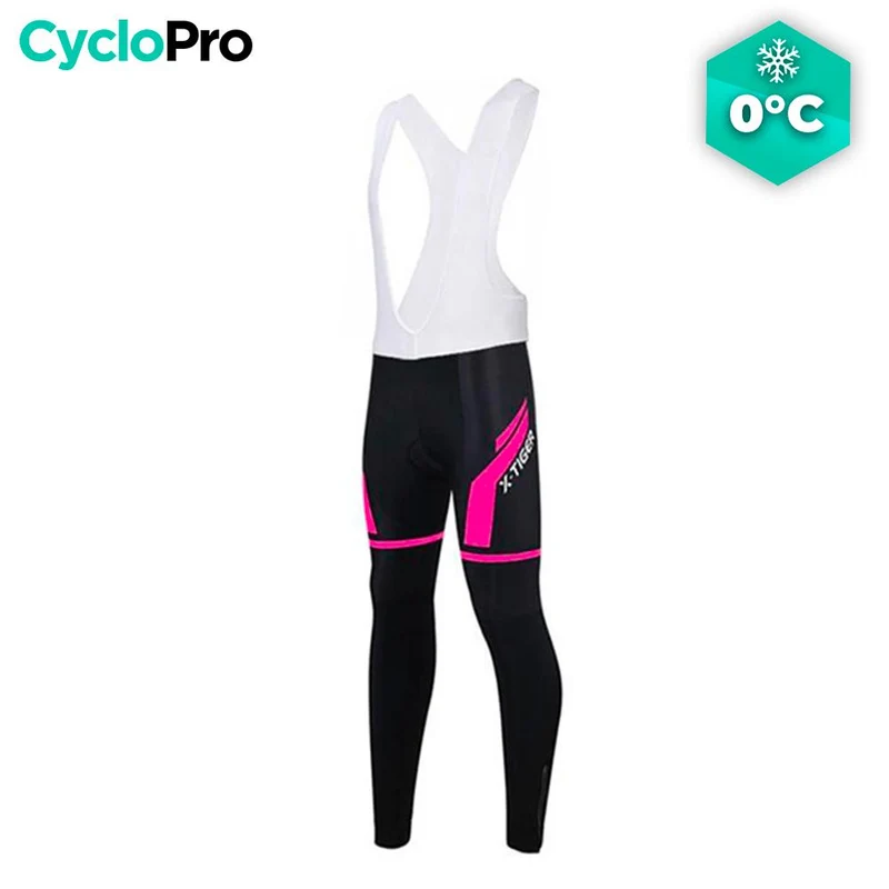 Collant ciclistico per donne nere e rosa - inverno - destocking