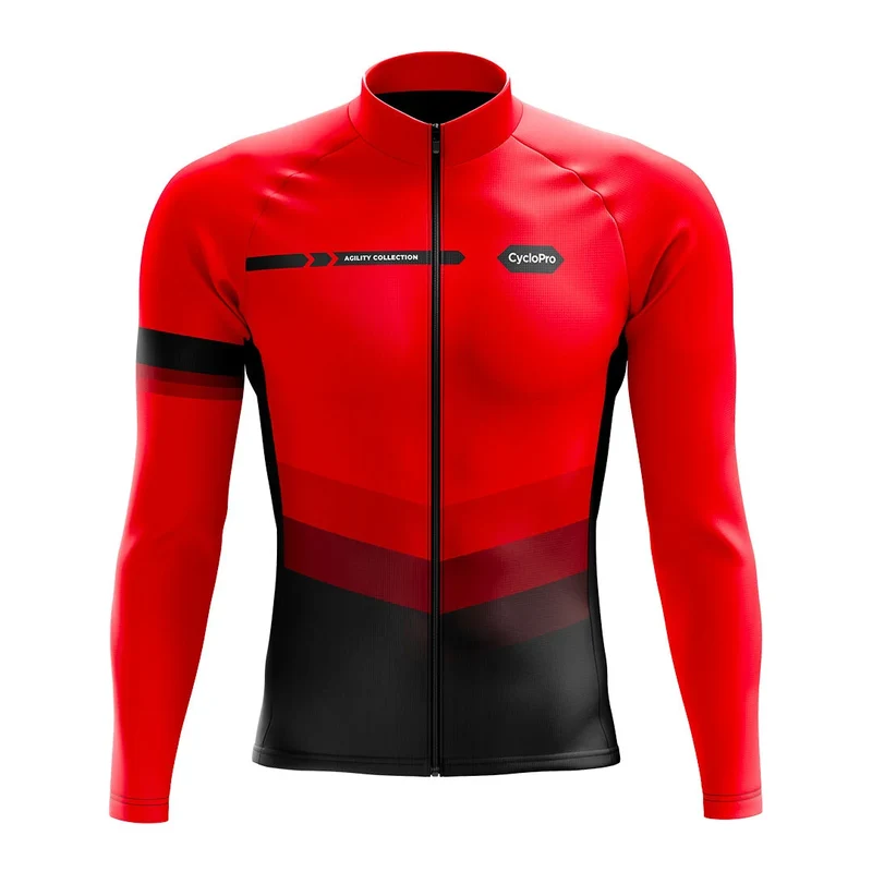 Jersey in ciclismo invernale rosso - agilità
