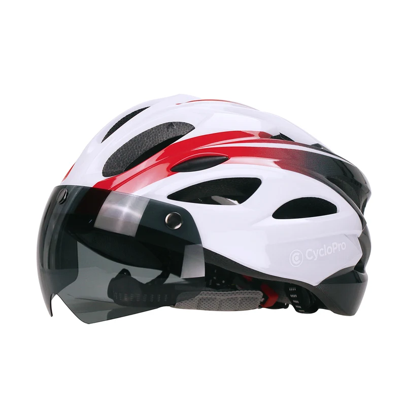 Celmetto per biciclette con visiera bianca e rossa - Avventura