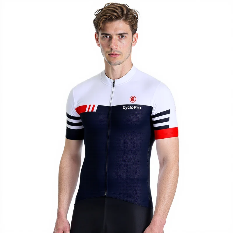 Jersey per ciclismo su strada bianco e rosso - Pro+