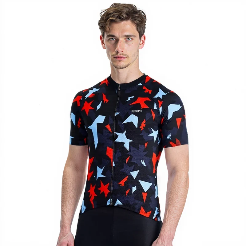 Red and Blue - maglia ciclistica a mosaico
