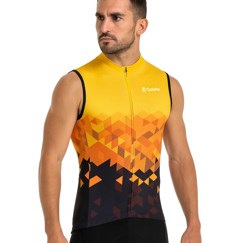Maglia ciclistica senza maniche gialla - eski