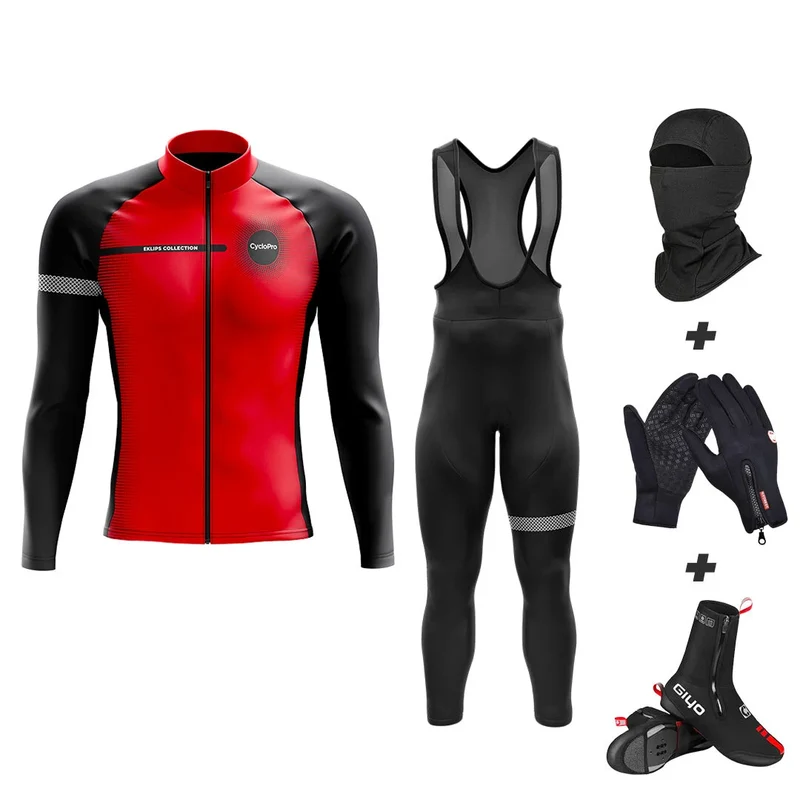 Pacchetto Eklps rosso invernale completo - Outfit + guanti + Copertina Chaussure + Cappuccio