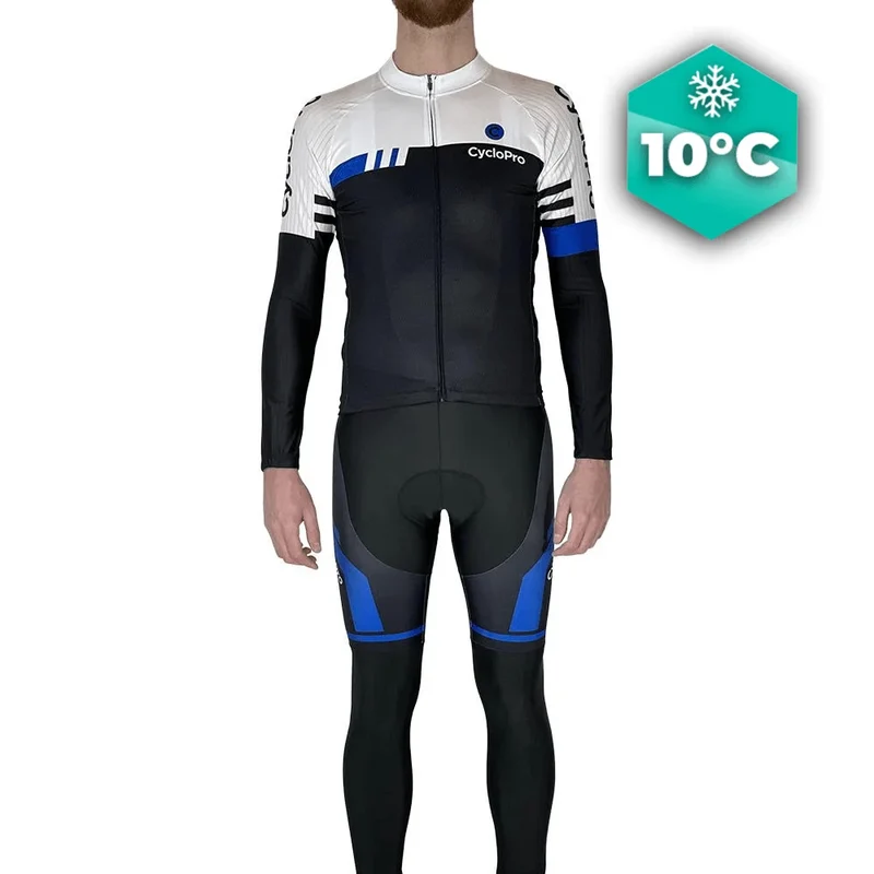 Outfit per ciclismo per caduta blu e bianca - Pro+