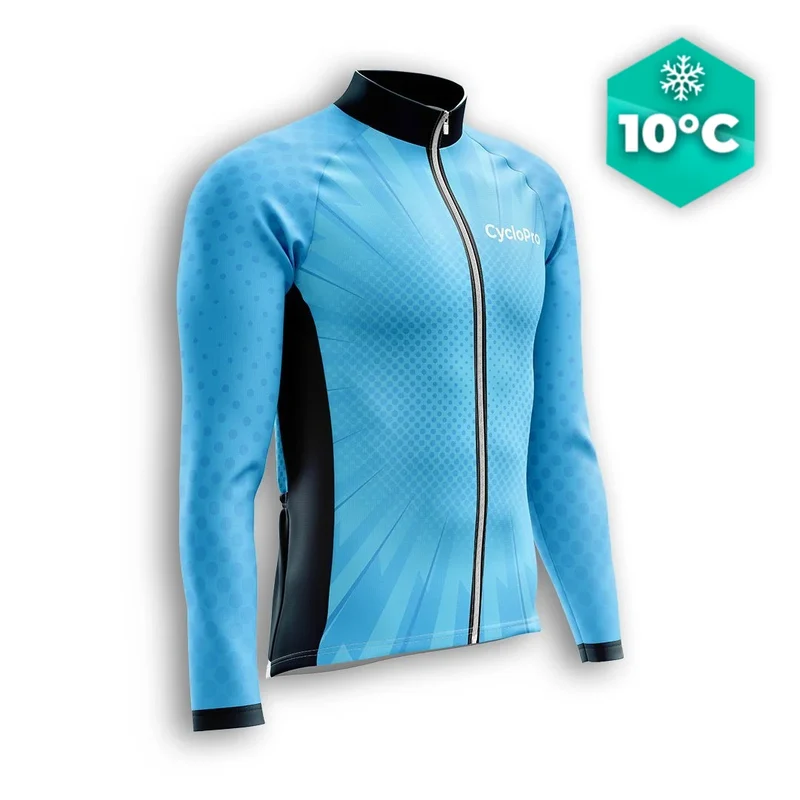 Maglia ciclistica blu lunga - velocità+