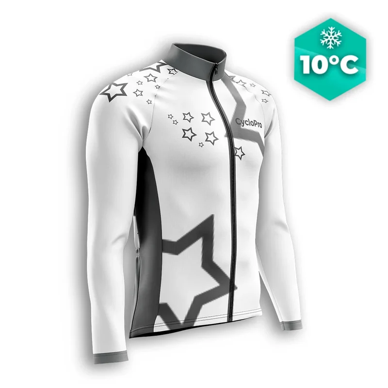 Maglia ciclistica lunga bianca - stella+