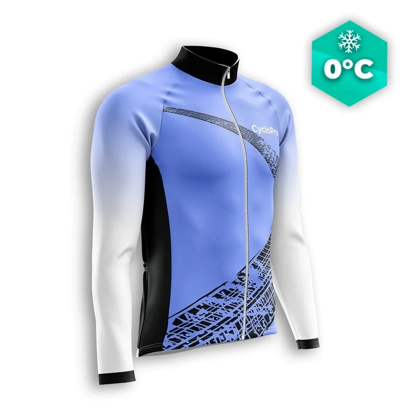 Lunga maglia ciclistica invernale blu - Trace+