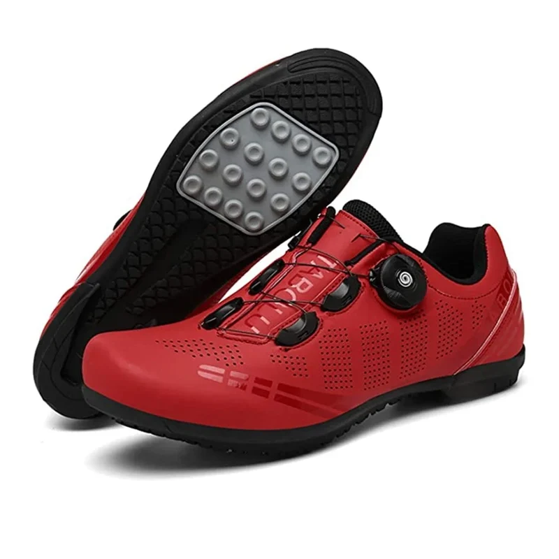 Scarpe da bici rossa/montuosa - piatto+