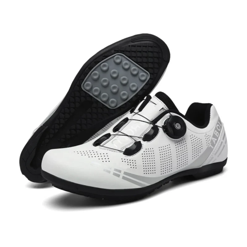 Scarpe per biciclette bianche su strada/piastra+