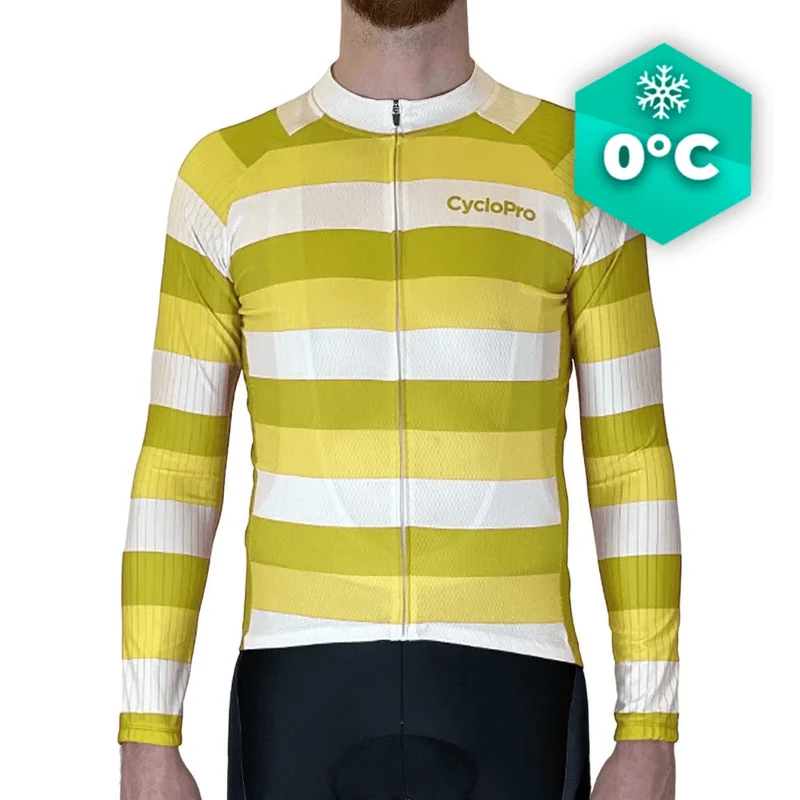 Lunga maglia del ciclismo giallo - inverno - Escape+