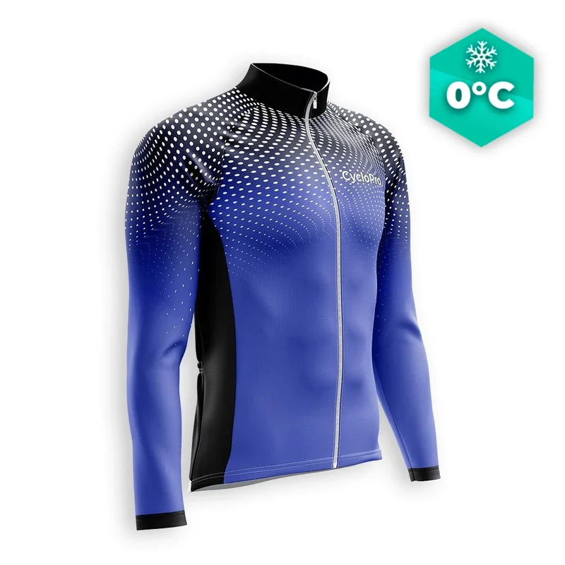 Maglia ciclistica invernale blu lunga - dimensione+