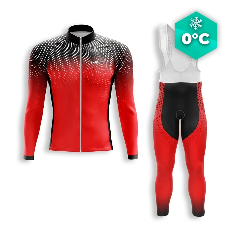 Outfit per ciclismo invernale dell'uomo rosso - dimensione+