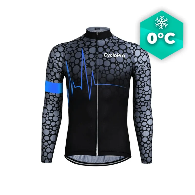 Maglia ciclistica lunga blu - inverno - pulsazione+