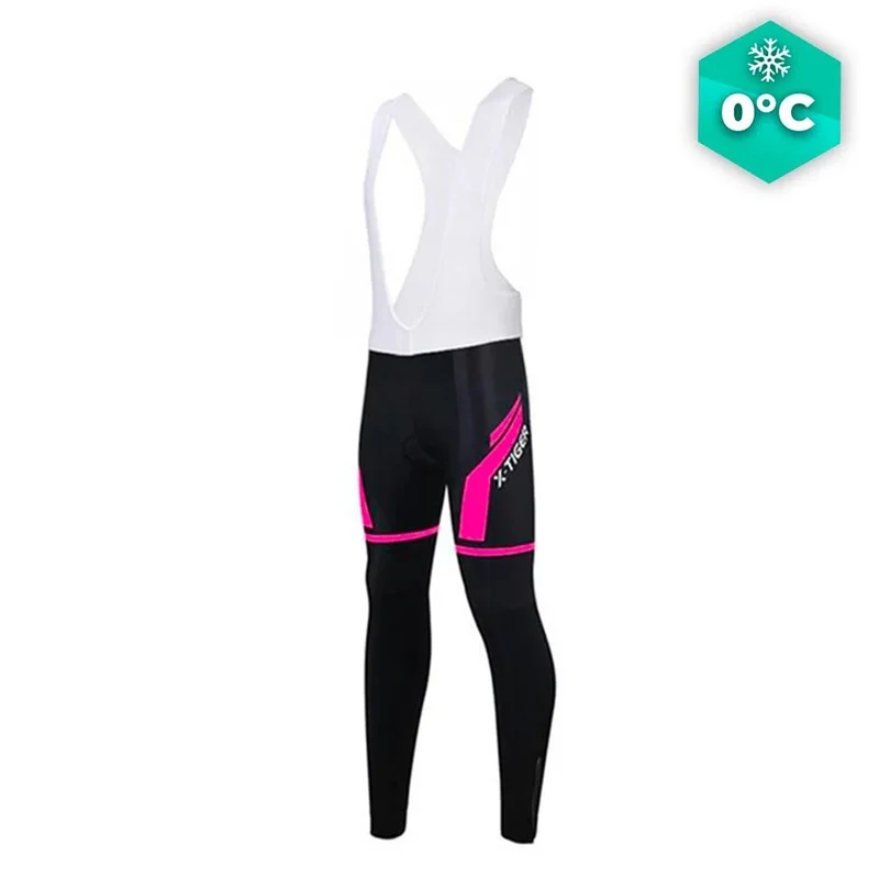 Collant ciclistico per donne nere e rosa - inverno