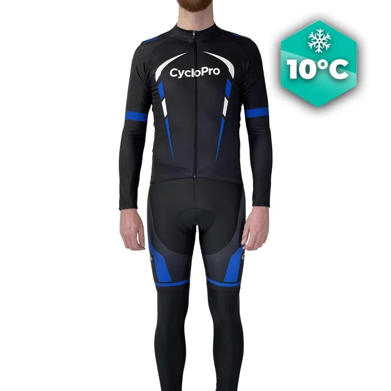 Outfit per ciclismo per autunno nero e blu - Scorpione+