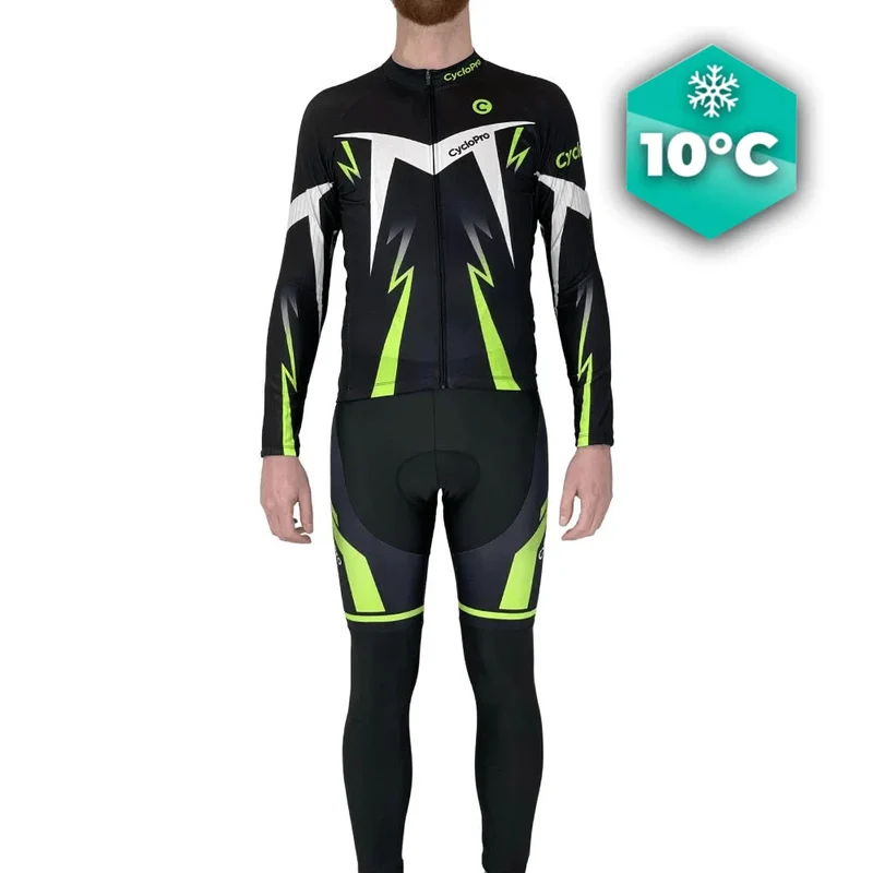 Outfit da ciclismo per caduta nera e verde - Comfort+