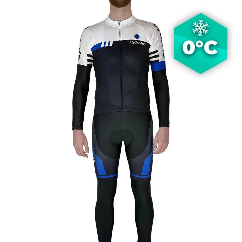 Outfit ciclistico invernale blu e bianco - Pro+