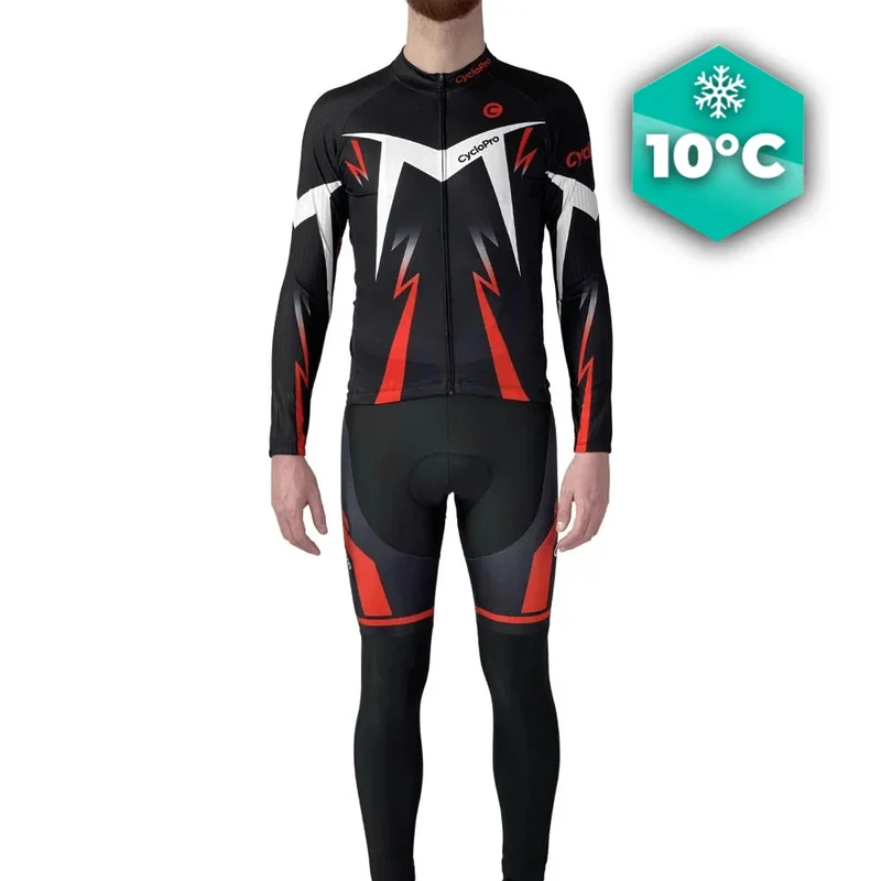 Outfit per ciclismo in caduta nera e rossa - Comfort+
