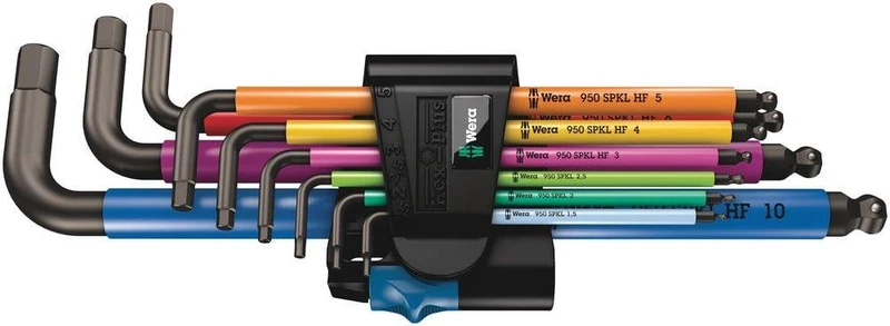 Wera 950/9 Hex-Plus Multicolor HF 1 L-key set, metric, BlackLaser, with holding function, 9 pieces